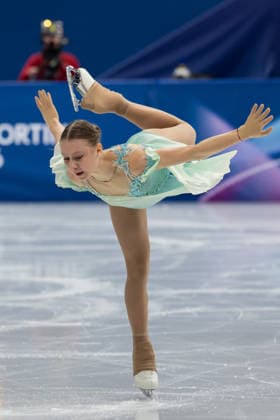 February 17, 2026, Milano, Lombardy, Italy: Meda Variakojyte of Lithuania perform in the Women Figure skating, Eiskunstlauf Short Program during the 2026 Winter Olympics at the Milano Ice Skating Arena on Tuesday in Milano. Milano Italy - ZUMAj89_ 20260217_oly_j89_026 Copyright: xPaulxKitagakixJr.x