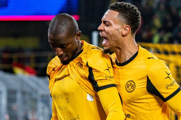 17.02.2026, Borussia Dortmund vs. Atalanta Bergamo, UEFA Champions League, Playoffs Tor zum 1:0 durch Serhou Guirassy (Borussia Dortmund, 9) Regulations prohibit any use of photographs as image sequences and or quasi video Copyright: xBahhoxKarax