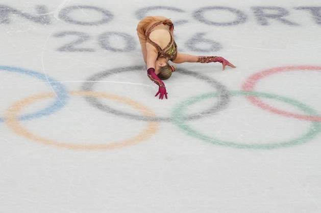 FEIGIN Alexandra competing in the Olympic Figure skating, Eiskunstlauf Women Single Skating Short Program for the Milano Cortina 2026 Winter Olympics, in Milan (Italy) February 14, 2026 (Photo Claudio Furlan LaPresse)  Copyright: xClaudioxFurlan LaPressex