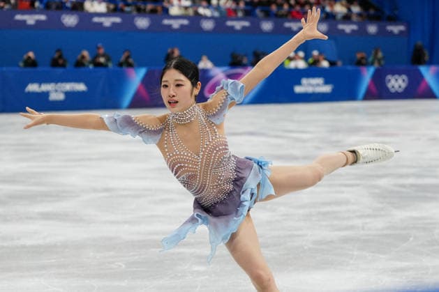 LEE Haein competing in the Olympic Figure skating, Eiskunstlauf Women Single Skating Short Program for the Milano Cortina 2026 Winter Olympics, in Milan (Italy) February 14, 2026 (Photo Claudio Furlan LaPresse)  Copyright: xClaudioxFurlan LaPressex