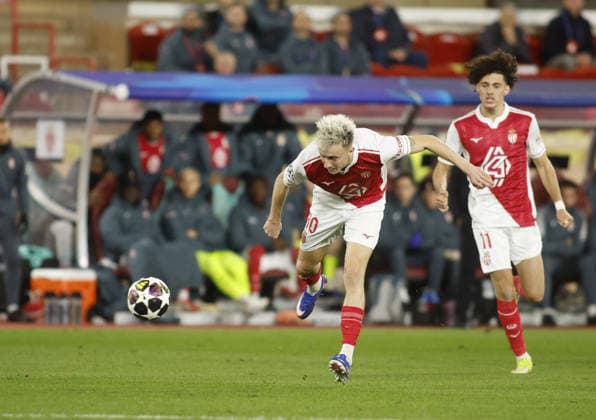Alexander Golovin of AS Monaco during the Uefa Champions League, season 2025 2026, first leg play-off, football match between AS Monaco and FC Paris Saint-Germain on 17 February 2026 at Stade Louis II, Monaco. Photo Nderim Kaceli  Copyright: xNderimxKaceli IPAxSportx xipa-agency.netx xx IPA_71657905 IPA_Agency_IPA71657905