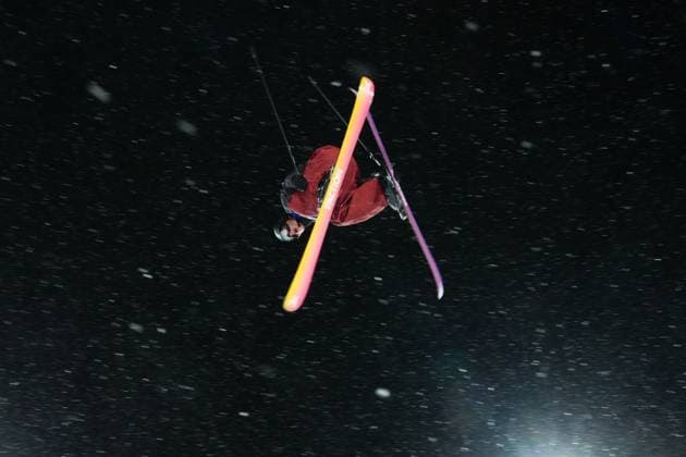 February 17, 2026, Livigno, Italy: Canadian Dylan Deschamps takes part in a warmup before he competes in the men s freeski big air at the Milano Cortina 2026 Winter Olympic Games, Olympische Spiele, Olympia, OS in Livigno, Italy on Tuesday, Feb. 17, 2026. Canada News - February 17, 2026  - ZUMAc35_ 20260217_zaf_c35_111 Copyright: xSeanxKilpatrickx