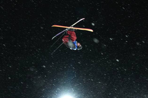 February 17, 2026, Livigno, Italy: Canadian Dylan Deschamps takes part in a warmup before he competes in the men s freeski big air at the Milano Cortina 2026 Winter Olympic Games, Olympische Spiele, Olympia, OS in Livigno, Italy on Tuesday, Feb. 17, 2026. Canada News - February 17, 2026  - ZUMAc35_ 20260217_zaf_c35_112 Copyright: xSeanxKilpatrickx