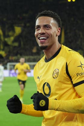 17.02.2026, xgrfx, Fussball UEFA Champions League, Borussia Dortmund - Atalanta Bergamo v.l. Torjubel, Felix Nmecha (Borussia Dortmund) (DFL DFB REGULATIONS PROHIBIT ANY USE OF PHOTOGRAPHS as IMAGE SEQUENCES and or QUASI-VIDEO) Dortmund