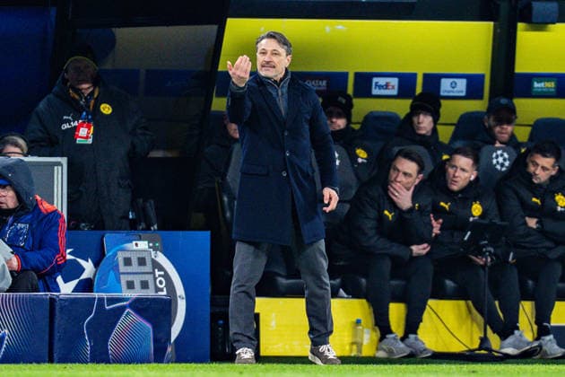 17.02.2026, Borussia Dortmund vs. Atalanta Bergamo, UEFA Champions League, Playoffs Niko Kovac (Borussia Dortmund, Trainer) Regulations prohibit any use of photographs as image sequences and or quasi video Copyright: xBahhoxKarax