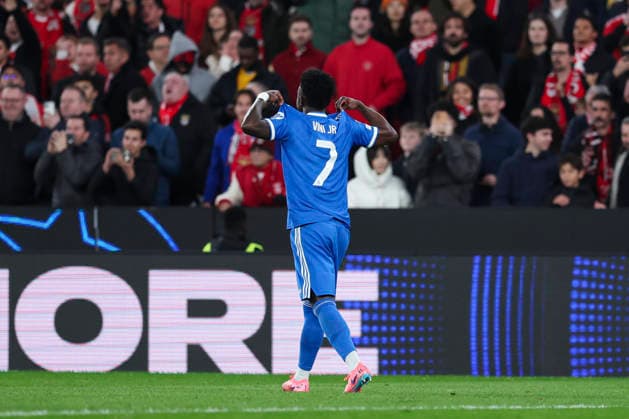 February 17, 2026, Lisbon, Lisbon, Portugal: Vinicius Junior of Real Madrid CF celebrates a goal during the UEFA Champions League 2025 26 League Knockout Play-off First Leg match between SL Benfica and Real Madrid C.F. at Estadio do SL Benfica on February 17, 2026 in Lisbon, Portugal. Lisbon Portugal - ZUMAa181 20260217_zaa_a181_114 Copyright: xIrinaxR.xHipolitox