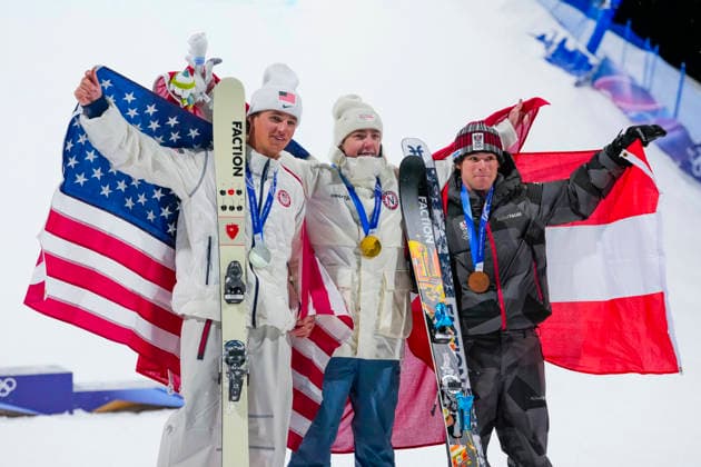 Winter Olympics in Milan Cortina 2026 Livigno, Italy 20260217. The podium from left. Mac Forehand from the USA with silver, Tormod Frostad with gold and Matej Svancer from Austria with bronze after the men s freeski Big Air in Livigno during the Winter Olympics in Milano Cortina 2026. Photo: Cornelius Poppe NTB Livigno Italy EDITORIAL USE ONLY. RESTRICTED USE FOR BETTING COMPANIES Ref:_SPO1T20o9F3gag.jpg *** Winter Olympics in Milan Cortina 2026 Livigno, Italy 20260217 The podium from left Mac Forehand from the USA with silver, Tormod Frostad with gold and Matej Svancer from Austria with bronze after the men s freeski Big Air in Livigno during the Winter Olympics in Milano Cortina 2026 Photo Cornelius Poppe NTB Livigno Italy EDITORIAL USE ONLY RESTRICTED USE FOR BETTING COMPANIES  Copyright: xCorneliusxPoppex xNTBx