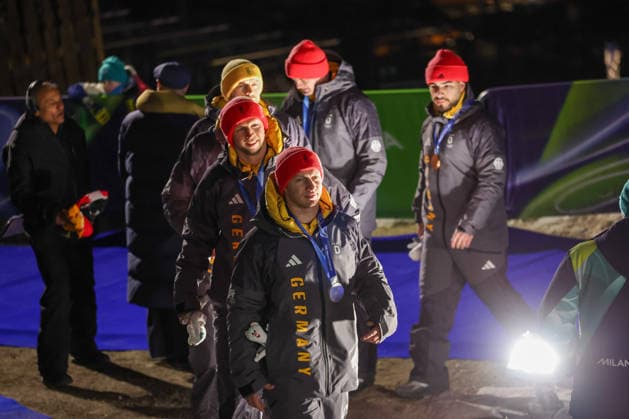 Podium for Ger - Lochner Johannes - Fleischhauer Georg, Ger - Friedrich Francesco - Schuller Alexander, Ger - Ammour Adam - Schaller Alexander  Copyright: xLucianoxMariaxBisi IPAxSportx xipa-agency.netx xx IPA_71660629 IPA_Agency_IPA71660629