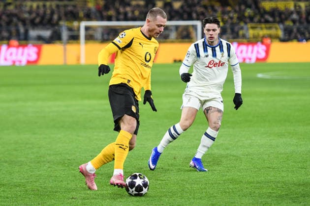 Borussia Dortmund v Atalanta BC - UEFA Champions League DORTMUND, GERMANY - FEBRUARY 17: Borussia Dortmund player Julian Ryerson shoots during the UEFA Champions League 2025 26 League Knockout Play-off First Leg match between Borussia Dortmund and Atalanta BC at BVB Stadion Dortmund in Dortmund, Germany, on February 17, 2026. Hesham Elsherif Anadolu Dortmund Germany. Editorial use only. Please get in touch for any other usage.  Copyright: x2026xAnadoluxHeshamxElsherifx