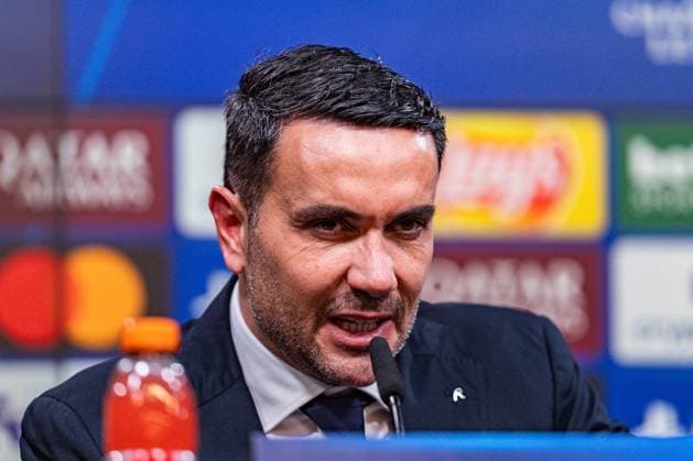 17.02.2026, Borussia Dortmund vs. Atalanta Bergamo, UEFA Champions League, Playoffs Pressekonferenz mit Raffaele Palladino (Atalanta Bergamo, Trainer, Coach) Regulations prohibit any use of photographs as image sequences and or quasi video Copyright: xBahhoxKarax