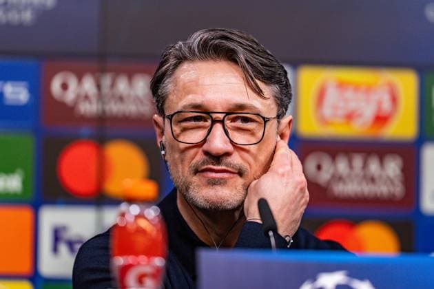 17.02.2026, Borussia Dortmund vs. Atalanta Bergamo, UEFA Champions League, Playoffs Niko Kovac (Borussia Dortmund, Trainer) auf der Pressekonferenz nach dem Spiel Regulations prohibit any use of photographs as image sequences and or quasi video Copyright: xBahhoxKarax