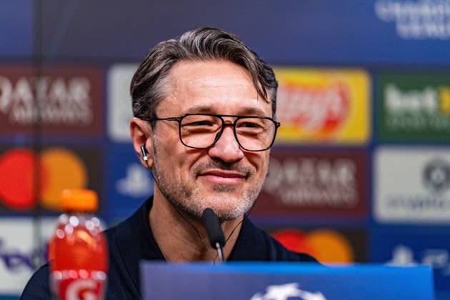17.02.2026, Borussia Dortmund vs. Atalanta Bergamo, UEFA Champions League, Playoffs Niko Kovac (Borussia Dortmund, Trainer) auf der Pressekonferenz nach dem Spiel Regulations prohibit any use of photographs as image sequences and or quasi video Copyright: xBahhoxKarax