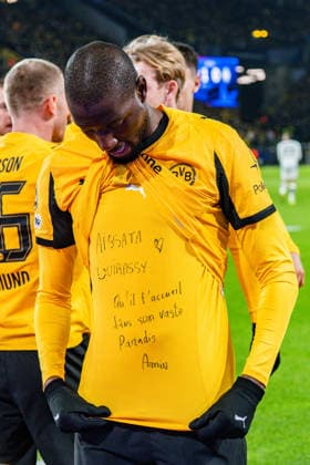 17.02.2026, Borussia Dortmund vs. Atalanta Bergamo, UEFA Champions League, Playoffs Tor zum 1:0 durch Serhou Guirassy (Borussia Dortmund, 9) Regulations prohibit any use of photographs as image sequences and or quasi video Copyright: xBahhoxKarax