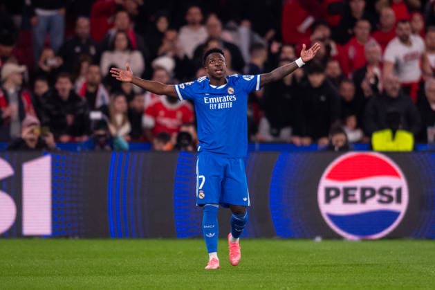February 17, 2026, Lisbon, Lisboa, Portugal: Vinicius Junior of Real Madrid CF is seen celebrating his goal during the UEFA Champions League 2025 26 League Knockout Play-off First Leg match between SL Benfica and Real Madrid C.F. at Estadio do SL Benfica on February 17, 2026 in Lisbon, Portugal. Lisbon Portugal - ZUMAl192 20260217_zsp_l192_012 Copyright: xMiguelxLemosx