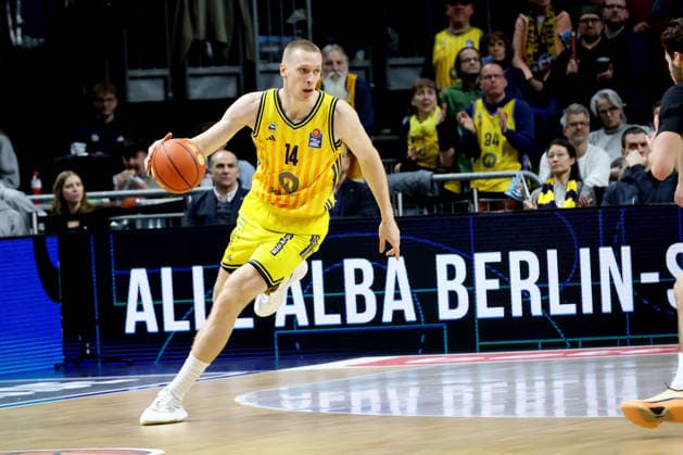 DEU, easyCredit BBL, ALBA vs. Hamburg, 17.02.2026, Uber-Arena, Berlin, DEU, easyCredit BBL, ALBA vs. Hamburg, im Bild Martynas Echodas (ALBA Berlin 14)