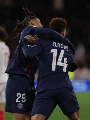 Desire Doue ( 14 - FC Paris Saint-Germain) and Bradley Barcola ( 29 - FC Paris Saint-Germain) during AS Monaco vs PSG, UEFA Champions League football match in Monaco, Principality of Monaco, February 17 2026  Copyright: xNicolaxMastronardi IPAxSportx xipa-agency.netx xx IPA_71668050 IPA_Agency_IPA71668050