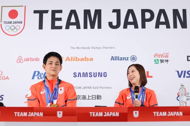 Riku Miura & Ryuichi Kihara (JPN), FEBRUARY 17, 2026 - Figure skating, Eiskunstlauf : Gold and Silver medalist Riku Miura & Ryuichi Kihara attend a press conference, PK, Pressekonferenz during the Milano Cortina 2026 Olympic Winter games, Winterspiele,Spiele, Summer games in Milan, Italy. Noxthirdxpartyxsales  aflo_320303648