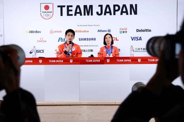 Riku Miura & Ryuichi Kihara (JPN), FEBRUARY 17, 2026 - Figure skating, Eiskunstlauf : Gold and Silver medalist Riku Miura & Ryuichi Kihara attend a press conference, PK, Pressekonferenz during the Milano Cortina 2026 Olympic Winter games, Winterspiele,Spiele, Summer games in Milan, Italy. Noxthirdxpartyxsales  aflo_320303651