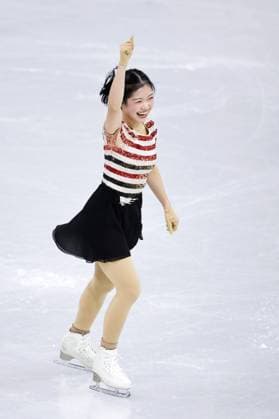 Milan Cortina Olympics: Figure skating, Eiskunstlauf Ami Nakai of Japan strikes a finishing pose in the women s figure skating short program at the Milan Cortina Olympics at Milano Ice Skating Arena in Milan on Feb. 17, 2026.  A14AA0005298363P