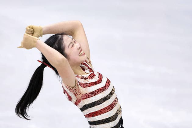Milan Cortina Olympics: Figure skating, Eiskunstlauf Ami Nakai of Japan strikes a finishing pose in the women s figure skating short program at the Milan Cortina Olympics at Milano Ice Skating Arena in Milan on Feb. 17, 2026.  A14AA0005298370P