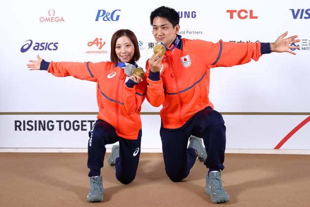 Riku Miura & Ryuichi Kihara (JPN), FEBRUARY 17, 2026 - Figure skating, Eiskunstlauf : Gold and Silver medalist Riku Miura & Ryuichi Kihara attend a press conference, PK, Pressekonferenz during the Milano Cortina 2026 Olympic Winter games, Winterspiele,Spiele, Summer games in Milan, Italy. Noxthirdxpartyxsales  aflo_320309109