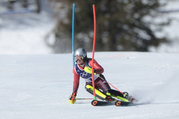 Lara Colturi (ALB) during the Olympic Winter games, Winterspiele,Spiele, Summer games Milano-Cortina 2026, Alpine Skiing Women s Slalom - Run 1 on February 18, 2026 at Tofane Alpine Skiing Centre in Cortina D Ampezzo  Copyright: xLucianoxMariaxBisi IPAxSportx xipa-agency.netx xx IPA_71676788 IPA_Agency_IPA71676788