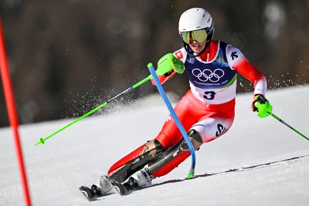 OLYMPICS - Winter Olympic Games, Olympische Spiele, Olympia, OS Milano Cortina 2026 CORTINA D AMPEZZO,ITALY,18.FEB.26 - OLYMPICS, ALPINE SKIING - Winter Olympic Games Milano Cortina 2026, slalom, women. Image shows Camille Rast (SUI).  GEPAxpictures xAlexanderxSolc