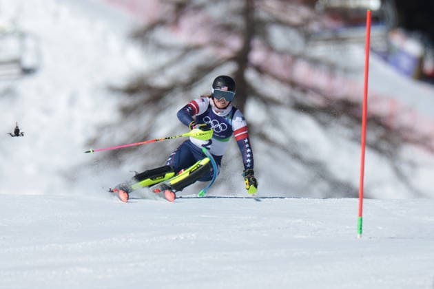 Paula Moltzan (USA) during the Olympic Winter games, Winterspiele,Spiele, Summer games Milano-Cortina 2026, Alpine Skiing Women s Slalom - Run 1 on February 18, 2026 at Tofane Alpine Skiing Centre in Cortina D Ampezzo  Copyright: xLucianoxMariaxBisi IPAxSportx xipa-agency.netx xx IPA_71676922 IPA_Agency_IPA71676922
