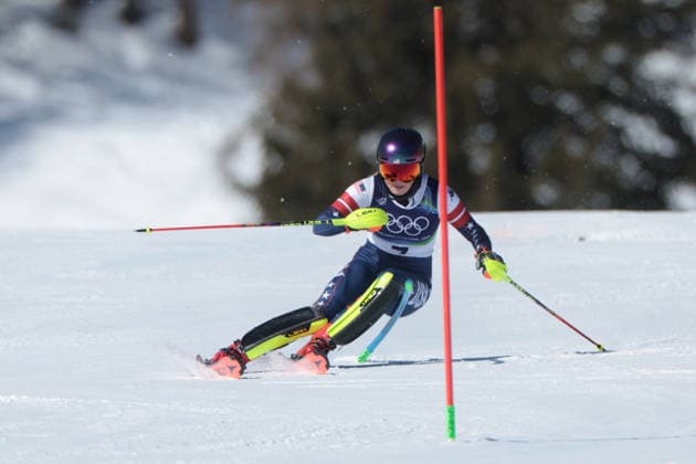 Mikaela Shiffrin (USA) during the Olympic Winter games, Winterspiele,Spiele, Summer games Milano-Cortina 2026, Alpine Skiing Women s Slalom - Run 1 on February 18, 2026 at Tofane Alpine Skiing Centre in Cortina D Ampezzo  Copyright: xLucianoxMariaxBisi IPAxSportx xipa-agency.netx xx IPA_71677136 IPA_Agency_IPA71677136