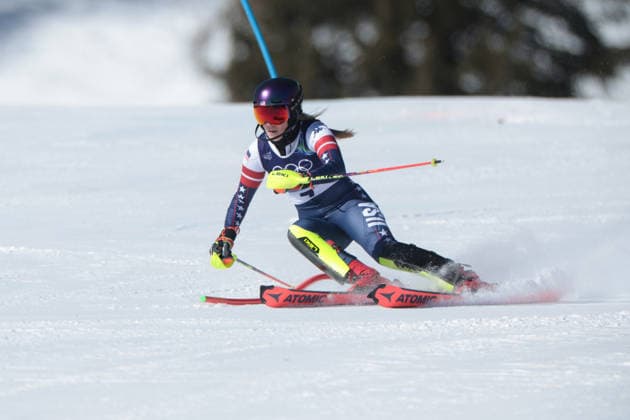 Mikaela Shiffrin (USA) during the Olympic Winter games, Winterspiele,Spiele, Summer games Milano-Cortina 2026, Alpine Skiing Women s Slalom - Run 1 on February 18, 2026 at Tofane Alpine Skiing Centre in Cortina D Ampezzo  Copyright: xLucianoxMariaxBisi IPAxSportx xipa-agency.netx xx IPA_71677137 IPA_Agency_IPA71677137