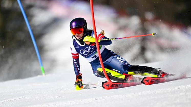 OLYMPICS - Winter Olympic Games, Olympische Spiele, Olympia, OS Milano Cortina 2026 CORTINA D AMPEZZO,ITALY,18.FEB.26 - OLYMPICS, ALPINE SKIING - Winter Olympic Games Milano Cortina 2026, slalom, women. Image shows Mikaela Shiffrin (USA).  GEPAxpictures xAlexanderxSolc