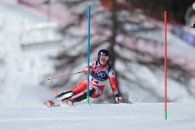 Melanie Meillard (SUI) during the Olympic Winter games, Winterspiele,Spiele, Summer games Milano-Cortina 2026, Alpine Skiing Women s Slalom - Run 1 on February 18, 2026 at Tofane Alpine Skiing Centre in Cortina D Ampezzo  Copyright: xLucianoxMariaxBisi IPAxSportx xipa-agency.netx xx IPA_71677432 IPA_Agency_IPA71677432
