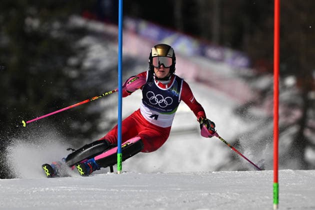 Cortina d Ampezzo, Italy, February 18th 2026. Katharina Truppe of Austria in action during the Alpine Skiing Womens Slalom race of the Olympic Winter games, Winterspiele,Spiele, Summer games 2026 in Cortina d Ampezzo, Italy. (Photo by Igor Kupljenik Sports Press Photo)  Copyright: xIgorxKupljenikx xSPPx Sportspressphoto_SPR93971