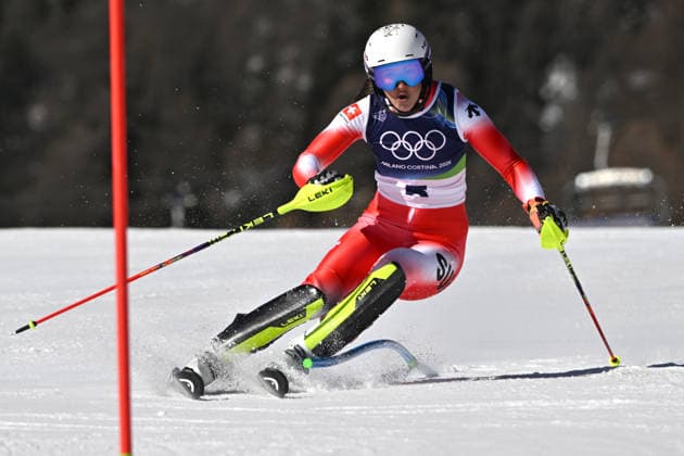 Cortina d Ampezzo, Italy, February 18th 2026. Wendy Holdener of Switzerland in action during the Alpine Skiing Womens Slalom race of the Olympic Winter games, Winterspiele,Spiele, Summer games 2026 in Cortina d Ampezzo, Italy. (Photo by Igor Kupljenik Sports Press Photo)  Copyright: xIgorxKupljenikx xSPPx Sportspressphoto_SPR93973