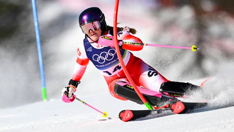 OLYMPICS - Winter Olympic Games, Olympische Spiele, Olympia, OS Milano Cortina 2026 CORTINA D AMPEZZO,ITALY,18.FEB.26 - OLYMPICS, ALPINE SKIING - Winter Olympic Games Milano Cortina 2026, slalom, women. Image shows Melanie Meillard (SUI).  GEPAxpictures xAlexanderxSolc
