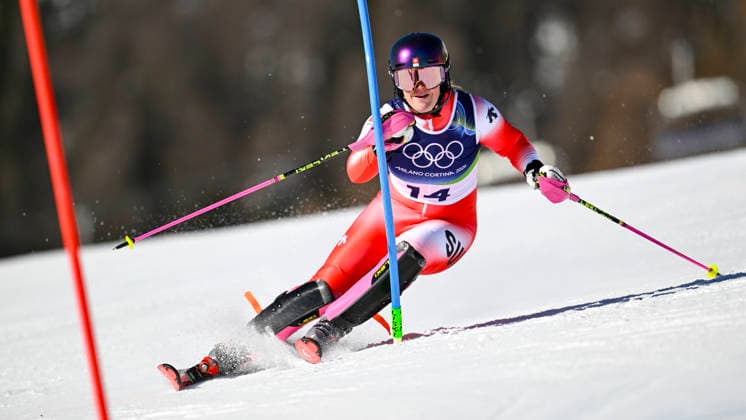 OLYMPICS - Winter Olympic Games, Olympische Spiele, Olympia, OS Milano Cortina 2026 CORTINA D AMPEZZO,ITALY,18.FEB.26 - OLYMPICS, ALPINE SKIING - Winter Olympic Games Milano Cortina 2026, slalom, women. Image shows Melanie Meillard (SUI).  GEPAxpictures xAlexanderxSolc