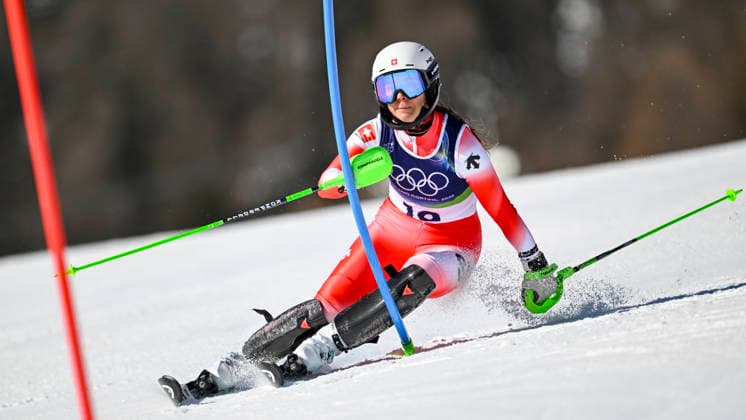 OLYMPICS - Winter Olympic Games, Olympische Spiele, Olympia, OS Milano Cortina 2026 CORTINA D AMPEZZO,ITALY,18.FEB.26 - OLYMPICS, ALPINE SKIING - Winter Olympic Games Milano Cortina 2026, slalom, women. Image shows Eliane Christen (SUI).  GEPAxpictures xAlexanderxSolc