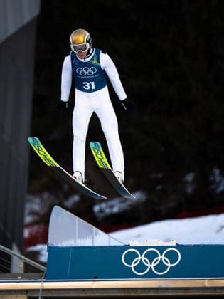 OLYMPICS - Winter Olympic Games, Olympische Spiele, Olympia, OS Milano Cortina 2026 PREDAZZO,ITALY,18.FEB.26 - OLYMPICS, NORDIC SKIING, NORDIC COMBINED, Ski jumping, Skispringen, Ski, nordisch - Winter Olympic Games Milano Cortina 2026, large hill, training. Image shows Thomas Rettenegger (AUT).  GEPAxpictures xOliverxLerch