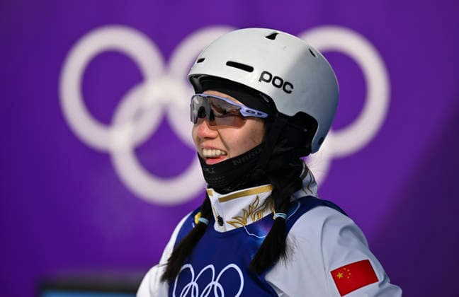 (260218) -- LIVIGNO, Feb. 18, 2026 -- Shao Qi of China reacts during the freestyle skiing women s aerials qualification 1 at the Milan-Cortina 2026 Olympic Winter games, Winterspiele,Spiele, Summer games in Livigno, Italy, Feb. 18, 2026. ) (MICO2026)ITALY-LIVIGNO-OLYMPIC WINTER GAMES-FREESTYLE SKIING-WOMEN S AERIALS-QUALIFICATION ZhangxHongxiang 