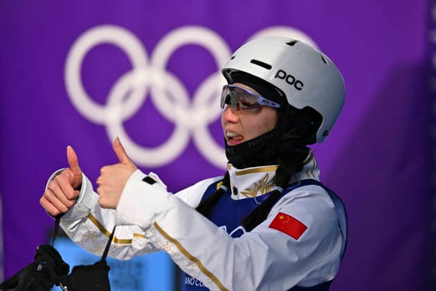 (260218) -- LIVIGNO, Feb. 18, 2026 -- Shao Qi of China reacts during the freestyle skiing women s aerials qualification 1 at the Milan-Cortina 2026 Olympic Winter games, Winterspiele,Spiele, Summer games in Livigno, Italy, Feb. 18, 2026. ) (MICO2026)ITALY-LIVIGNO-OLYMPIC WINTER GAMES-FREESTYLE SKIING-WOMEN S AERIALS-QUALIFICATION ZhangxHongxiang 