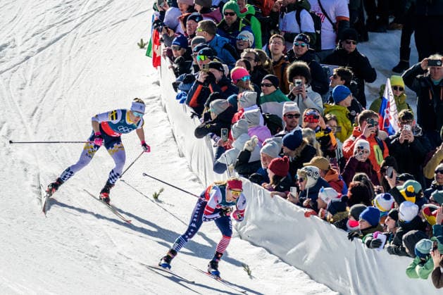 260218 Jonna Sundling of Sweden and Jessie Diggins of USA competes in the women s free technique team sprint cross-country skiing final during day 12 of the 2026 Winter Olympics on February 18, 2026 in Val di Fiemme. Photo: Maxim Thore BILDBYRAN kod MT MT0993 skidor cross-country skiing langrenn Olympic Games, Olympische Spiele, Olympia, OS olympics winter olympics os ol olympiska spel vinter-os olympiske leker milano cortina 2026 milan cortina 2026 milano cortina 2026 olympic games milano cortina 2026 winter olympic games milano cortina-os milano cortina-ol vinter-ol 12 bbeng teamsprint *** 260218 Jonna Sundling of Sweden and Jessie Diggins of USA competes in the women s free technique team sprint cross country skiing final during day 12 of the 2026 Winter Olympics on February 18, 2026 in Val di Fiemme Photo Maxim Thore BILDBYRAN kod MT MT0993 skidor cross country skiing langrenn olympic games olympics winter olympics os ol olympiska spel vinter os olympiske leker milano cortina 2026 milan cortina 2026 milano cortina 2026 olympic games milano cortina 2026 winter olympic games milano cortina os milano cortina ol vinter ol 12 bbeng teamsprint  Copyright: MAXIMxTHORE BB260218MT048