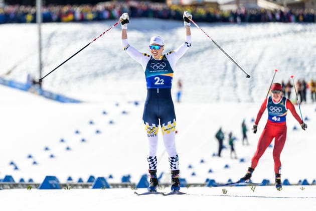 260218 Maja Dahlqvist of Sweden celebrates first place in the women s free technique team sprint cross-country skiing final during day 12 of the 2026 Winter Olympics on February 18, 2026 in Val di Fiemme. Photo: Jon Olav Nesvold BILDBYRAN COP 217 MT0993 skidor cross-country skiing langrenn Olympic Games, Olympische Spiele, Olympia, OS olympics winter olympics os ol olympiska spel vinter-os olympiske leker milano cortina 2026 milan cortina 2026 milano cortina 2026 olympic games milano cortina 2026 winter olympic games milano cortina-os milano cortina-ol vinter-ol 12 bbeng teamsprint sweden sverige jubel *** 260218 Maja Dahlqvist of Sweden celebrates first place in the women s free technique team sprint cross country skiing final during day 12 of the 2026 Winter Olympics on February 18, 2026 in Val di Fiemme Photo Jon Olav Nesvold BILDBYRAN COP 217 MT0993 skiing cross country skiing cross country olympic games olympics winter olympics os ol olympiska spel vinter os olympiske leker milano cortina 2026 milan cortina 2026 milano cortina 2026 olympic games milano cortina 2026 winter olympic games milano cortina os milano cortina ol vinter ol 12 bbeng teamsprint sweden sverige jubel  Copyright: JONxOLAVxNESVOLD BB260218JE040