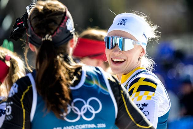 260218 Jonna Sundling of Sweden celebrates first place in the women s free technique team sprint cross-country skiing final during day 12 of the 2026 Winter Olympics on February 18, 2026 in Val di Fiemme. Photo: Maxim Thore BILDBYRAN kod MT MT0993 skidor cross-country skiing langrenn Olympic Games, Olympische Spiele, Olympia, OS olympics winter olympics os ol olympiska spel vinter-os olympiske leker milano cortina 2026 milan cortina 2026 milano cortina 2026 olympic games milano cortina 2026 winter olympic games milano cortina-os milano cortina-ol vinter-ol 12 bbeng teamsprint jubel sweden sverige *** 260218 Jonna Sundling of Sweden celebrates first place in the women s free technique team sprint cross country skiing final during day 12 of the 2026 Winter Olympics on February 18, 2026 in Val di Fiemme Photo Maxim Thore BILDBYRAN kod MT MT0993 skidor cross country skiing langrenn olympic games olympics winter olympics os ol olympiska spel vinter os olympiske leker milano cortina 2026 milan cortina 2026 milano cortina 2026 olympic games milano cortina 2026 winter olympic games milano cortina os milano cortina ol vinter ol 12 bbeng teamsprint jubel sweden sverige  Copyright: MAXIMxTHORE BB260218MT059