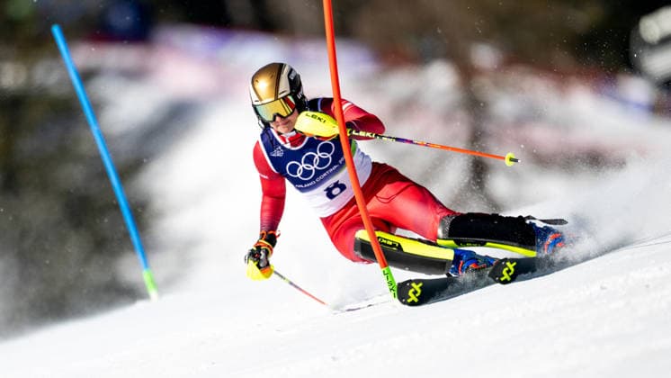 OLYMPICS - Winter Olympic Games, Olympische Spiele, Olympia, OS Milano Cortina 2026 CORTINA D AMPEZZO,ITALY,18.FEB.26 - OLYMPICS, ALPINE SKIING - Winter Olympic Games Milano Cortina 2026, slalom, women. Image shows Katharina Huber (AUT).  GEPAxpictures xAlexanderxSolc