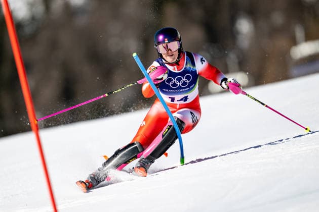 OLYMPICS - Winter Olympic Games, Olympische Spiele, Olympia, OS Milano Cortina 2026 CORTINA D AMPEZZO,ITALY,18.FEB.26 - OLYMPICS, ALPINE SKIING - Winter Olympic Games Milano Cortina 2026, slalom, women. Image shows Melanie Meillard (SUI).  GEPAxpictures xAlexanderxSolc