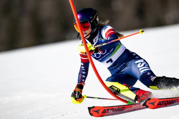 OLYMPICS - Winter Olympic Games, Olympische Spiele, Olympia, OS Milano Cortina 2026 CORTINA D AMPEZZO,ITALY,18.FEB.26 - OLYMPICS, ALPINE SKIING - Winter Olympic Games Milano Cortina 2026, slalom, women. Image shows Mikaela Shiffrin (USA).  GEPAxpictures xAlexanderxSolc