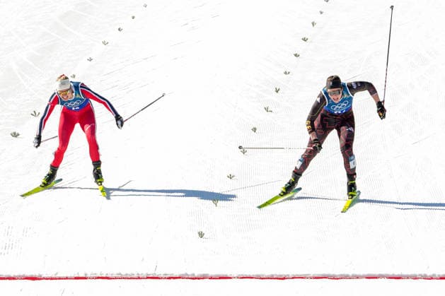 Winter Olympics in Milan Cortina 2026 Val di Fiemme, Italy 20260218. Julie Bjervig Drivenes from Norway and Coletta Rydzek from Germany during the cross-country team sprint on Lago di Tesero during the Winter Olympics in Milano Cortina 2026. Photo: Lise Aserud NTB Val di Fiemme Italy EDITORIAL USE ONLY. RESTRICTED USE FOR BETTING COMPANIES Ref:_SPOBXRhc_J34QY.jpg *** Winter Olympics in Milan Cortina 2026 Val di Fiemme, Italy 20260218 Julie Bjervig Drivenes from Norway and Coletta Rydzek from Germany during the cross country team sprint on Lago di Tesero during the Winter Olympics in Milano Cortina 2026 Photo Lise Aserud NTB Val di Fiemme Italy EDITORIAL USE ONLY RESTRICTED USE FOR BETTING COMPANIES  Copyright: xLisexAserudx xNTBx