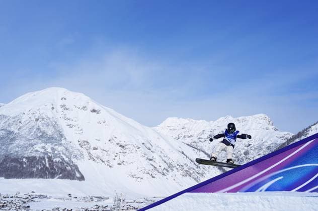 Milan Cortina Olympics: Snowboard Ryoma Kimata of Japan competes in the men s snowboard slopestyle final at the Milan Cortina Olympics on Feb. 18, 2026, at Livigno Snow Park in Livigno, Italy.  A14AA0005299784P