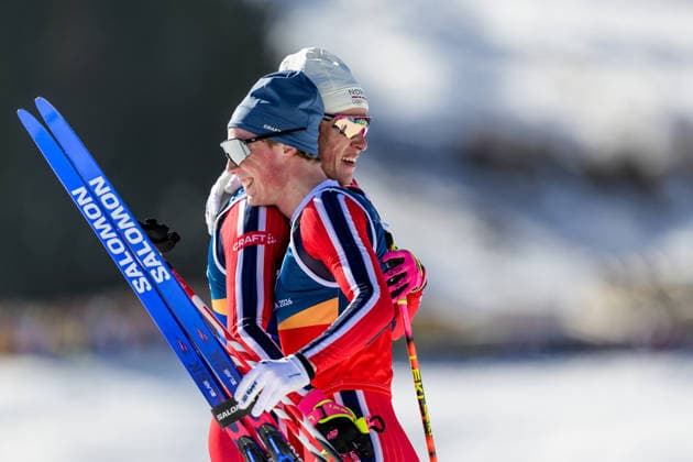 260218 Einar Hedegart of Norway and Johannes Hosflot Klaebo of Norway celebrate first place in the men s free technique team sprint cross-country skiing final during day 12 of the 2026 Winter Olympics on February 18, 2026 in Val di Fiemme. Photo: Jon Olav Nesvold BILDBYRAN COP 217 MT0994 skidor cross-country skiing langrenn Olympic Games, Olympische Spiele, Olympia, OS olympics winter olympics os ol olympiska spel vinter-os olympiske leker milano cortina 2026 milan cortina 2026 milano cortina 2026 olympic games milano cortina 2026 winter olympic games milano cortina-os milano cortina-ol vinter-ol 12 bbeng teamsprint norge norway jubel *** 260218 Einar Hedegart of Norway and Johannes Hosflot Klaebo of Norway celebrate first place in the men s free technique team sprint cross country skiing final during day 12 of the 2026 Winter Olympics on February 18, 2026 in Val di Fiemme Photo Jon Olav Nesvold BILDBYRAN COP 217 MT0994 skidor cross country skiing langrenn olympic games olympics winter olympics os ol olympiska spel vinter os olympiske leker milano cortina 2026 milan cortina 2026 milano cortina 2026 olympic games milano cortina 2026 winter olympic games milano cortina os milano cortina ol vinter ol 12 bbeng teamsprint norge norway jubel  Copyright: JONxOLAVxNESVOLD BB260218JE060