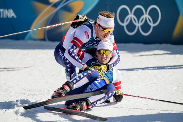 260218 Ben Ogden of USA and Gus Schumacher of USA celebrate after the men s free technique team sprint cross-country skiing final during day 12 of the 2026 Winter Olympics on February 18, 2026 in Val di Fiemme. Photo: Maxim Thore BILDBYRAN kod MT MT0994 skidor cross-country skiing langrenn Olympic Games, Olympische Spiele, Olympia, OS olympics winter olympics os ol olympiska spel vinter-os olympiske leker milano cortina 2026 milan cortina 2026 milano cortina 2026 olympic games milano cortina 2026 winter olympic games milano cortina-os milano cortina-ol vinter-ol 12 bbeng teamsprint jubel *** 260218 Ben Ogden of USA and Gus Schumacher of USA celebrate after the men s free technique team sprint cross country skiing final during day 12 of the 2026 Winter Olympics on February 18, 2026 in Val di Fiemme Photo Maxim Thore BILDBYRAN kod MT MT0994 skidor cross country skiing langrenn olympic games olympics winter olympics os ol olympiska spel vinter os olympiske leker milano cortina 2026 milan cortina 2026 milano cortina 2026 olympic games milano cortina 2026 winter olympic games milano cortina os milano cortina ol vinter ol 12 bbeng teamsprint jubel  Copyright: MAXIMxTHORE BB260218MT079